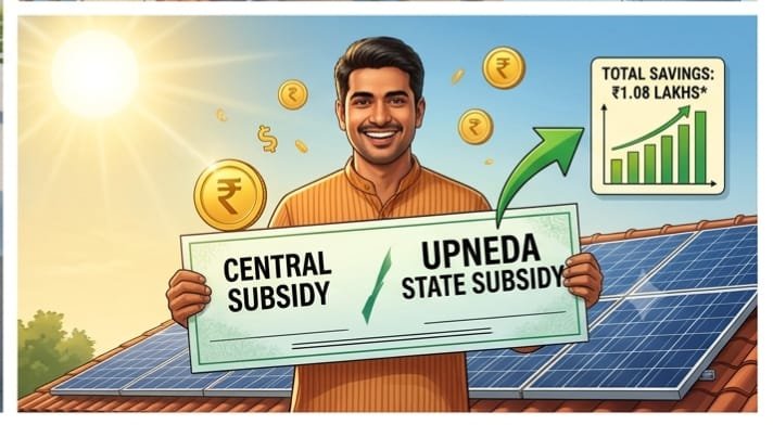 Solar Subsidy in UP: यूपी में सोलर प्लांट लगाने पर मिल रही ₹1.08 लाख तक की छूट, ऐसे उठाएं UPNEDA का लाभ